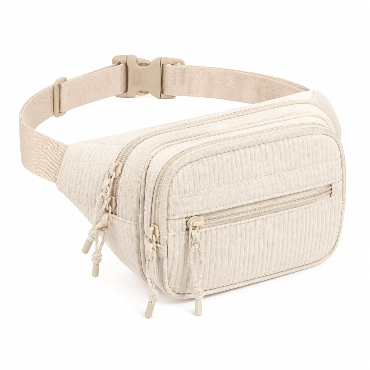 G¨¹rteltasche 28 x 8 x 16 cm aus Textil in Creme f¨¹r Alltag mit Rippstruktur
