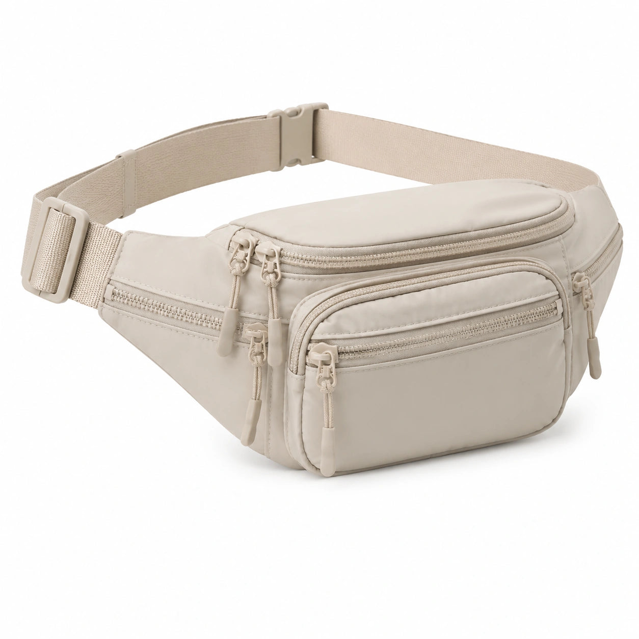 G¨¹rteltasche 32 x 8 x 15 cm aus Textilgewebe Beige mit verstellbarem Gurt und Rei?verschlussf?chern