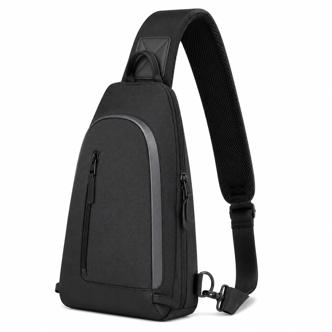 Brusttasche 18 x 8 x 32 cm aus Textil Schwarz mit verstellbarem Schultergurt