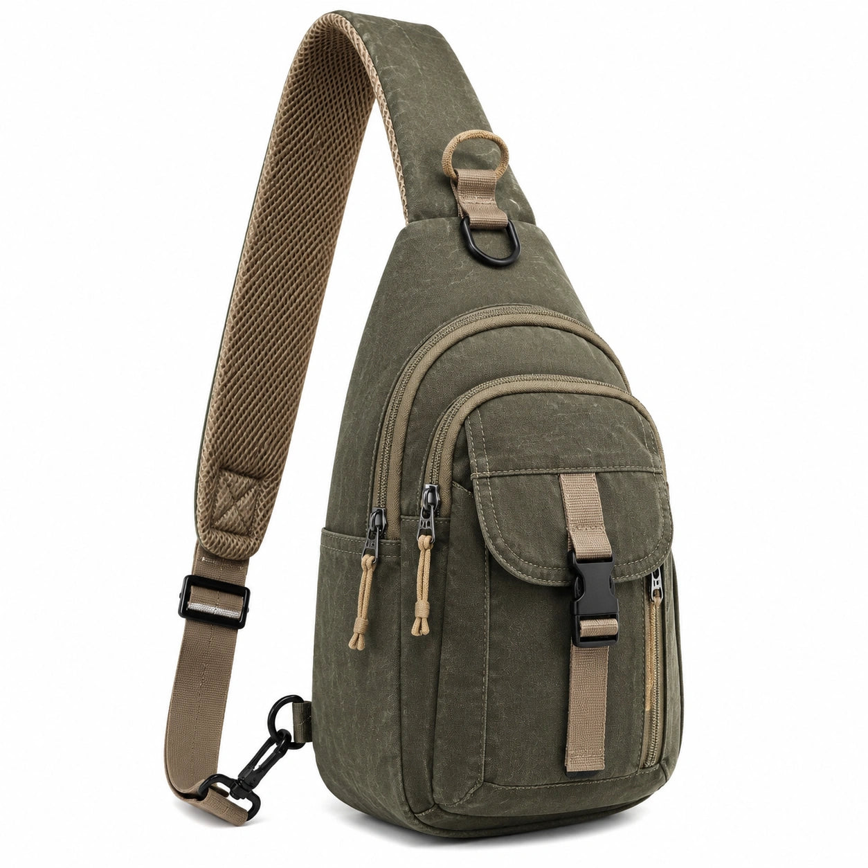 Umh?ngetasche 20 x 9 x 32 cm aus Textil Olivgr¨¹n mit mehreren F?chern
