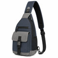 Umh?ngetasche 18 x 8 x 32 cm aus Textil in Dunkelblau Grau mit verstellbarem Schultergurt