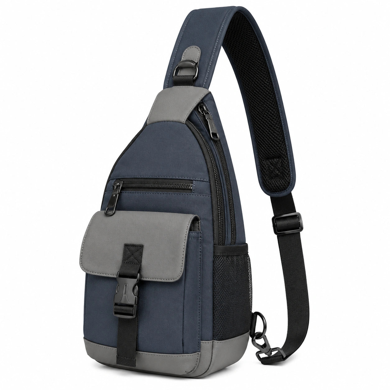 Umh?ngetasche 18 x 8 x 32 cm aus Textil in Dunkelblau Grau mit verstellbarem Schultergurt