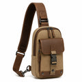 Umh?ngetasche 18 ¡Á 8 ¡Á 30 cm aus Textil und Kunstleder in Khaki Braun mit verstellbarem Schultergurt