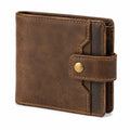 Geldb?rse 12 x 2 x 9 cm aus braunem Leder mit Druckknopf im Vintage-Stil