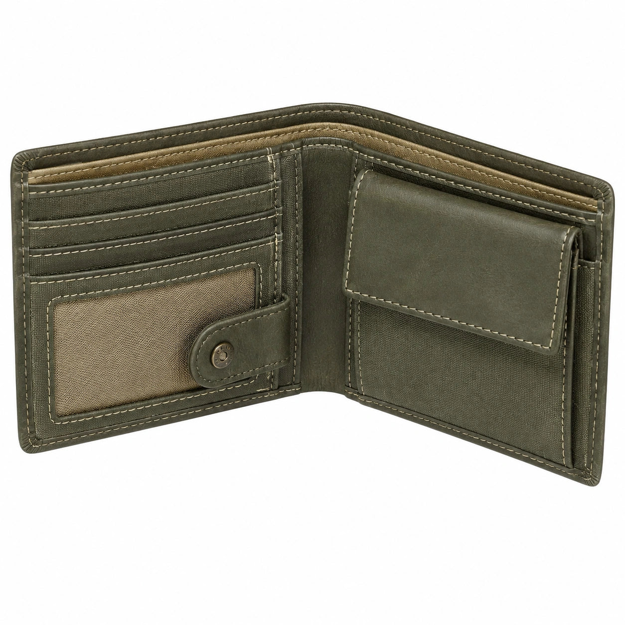 Herren Geldb?rse 12 x 9.5 x 2 cm aus Kunstleder olivgr¨¹n-braun mit Kartenf?chern und M¨¹nzfach