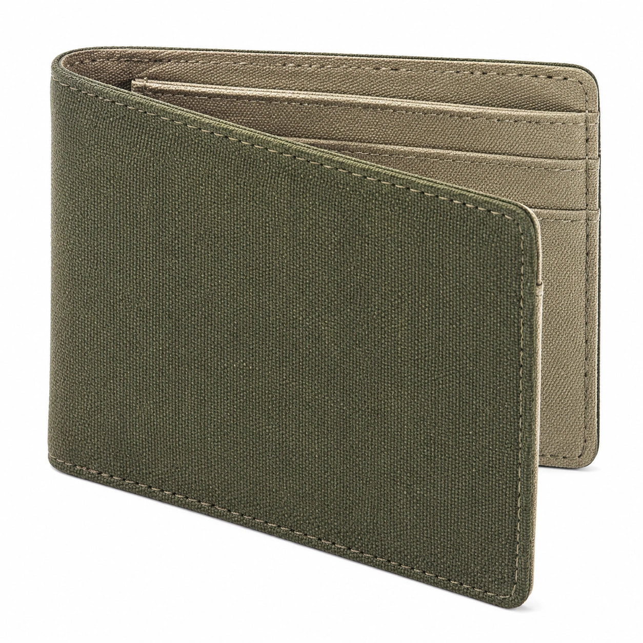 Geldb?rse 11.5 x 9 cm Textil Olivgr¨¹n Faltbar mit Kartenf?chern