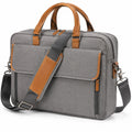 Laptoptasche 42 x 10 x 32 cm Grau mit Kunstlederbesatz Business mit Schultergurt