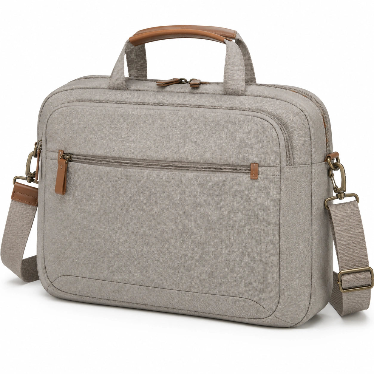 Laptoptasche 40 x 10 x 30 cm aus Textilgewebe in Beige mit Schultergurt und Rei?verschluss