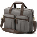 Aktentasche 42 x 14 x 32 cm aus Textilmaterial Grau Braun mit Schultergurt und mehreren F?chern