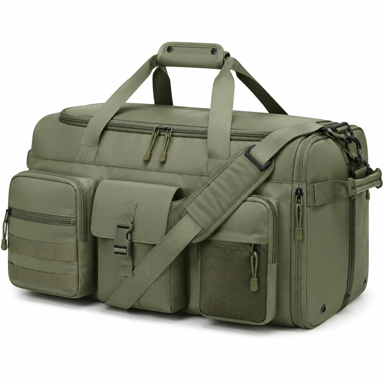 Reisetasche 55 x 28 x 30 cm Olivgr¨¹n Kunstfaser mit Schultergurt und Mehrfachf?chern