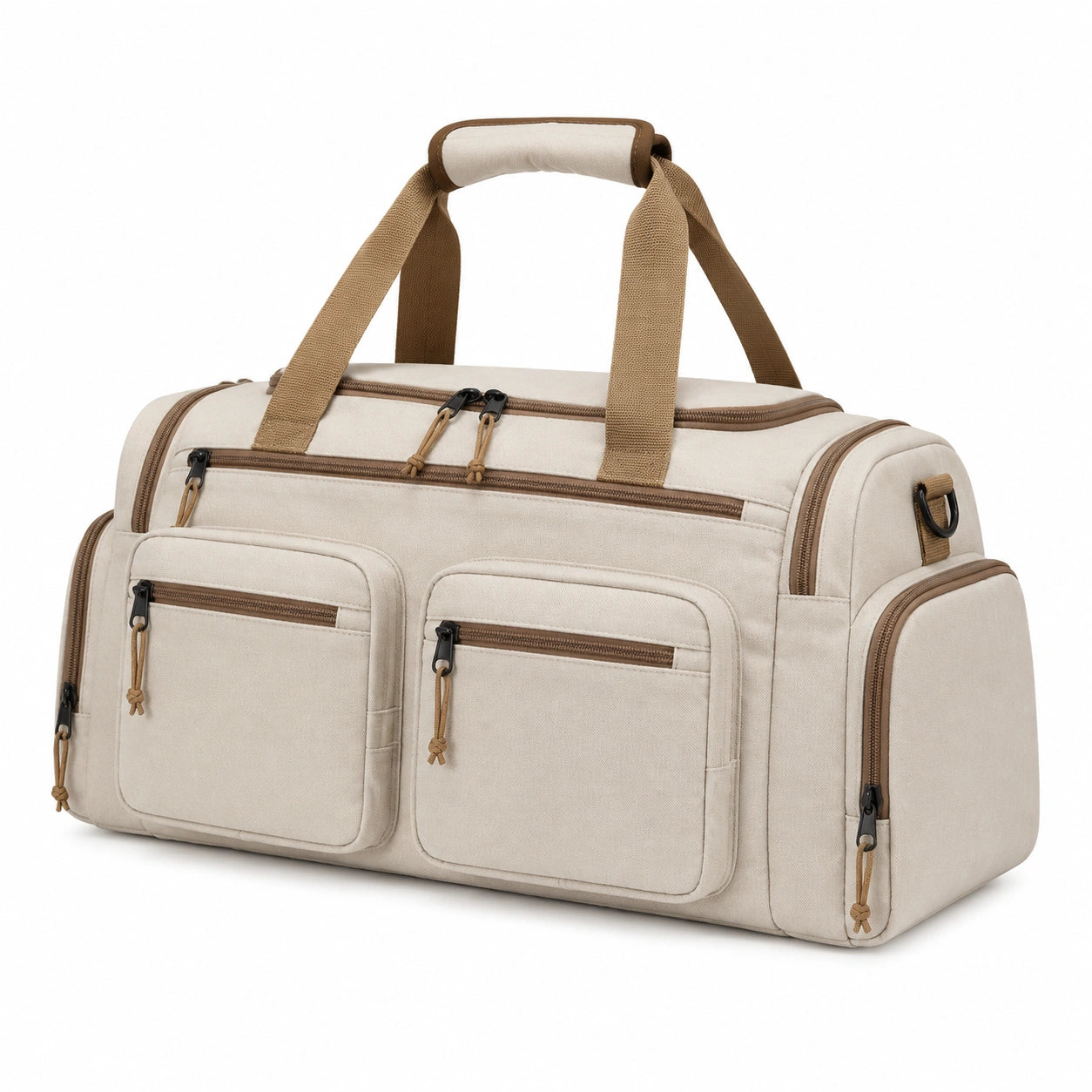 Reisetasche 55 x 28 x 30 cm Textil Beige Braun mit Mehrfachf?chern