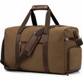 Reisetasche 55 ¡Á 28 ¡Á 30 cm braunes Textilgewebe mit Besatz in Lederoptik Weekender mit Schultergurt