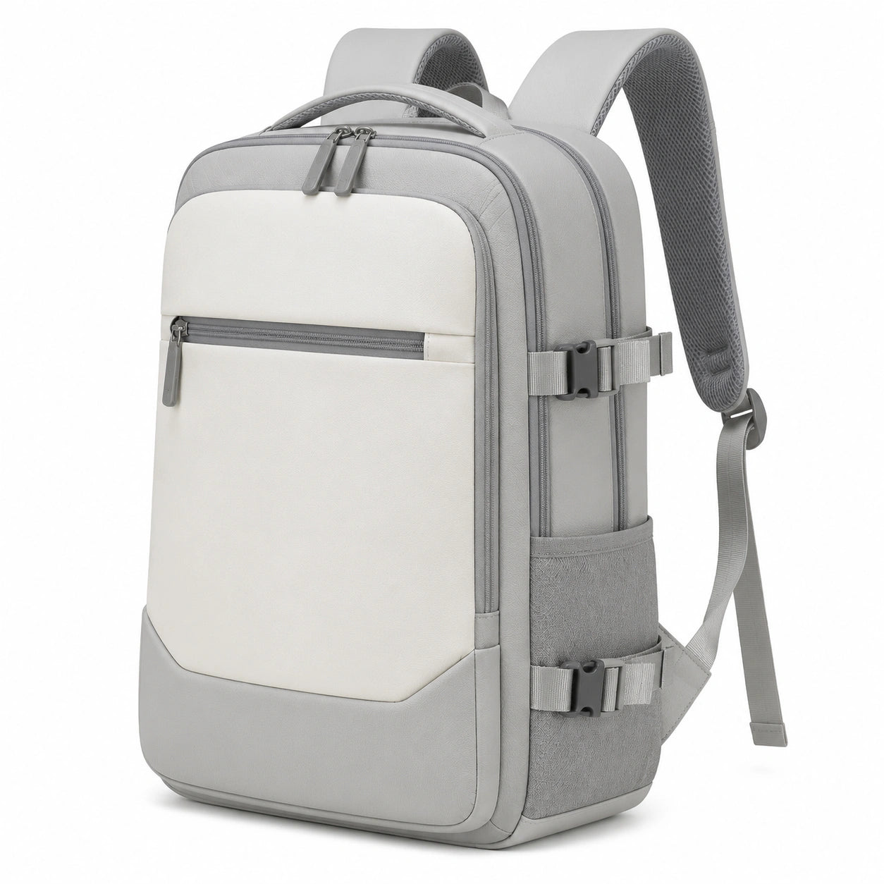 Rucksack 30 x 16 x 45 cm aus Textil Hellgrau Grau f¨¹r Alltag und Reise mit Mehrfachf?chern