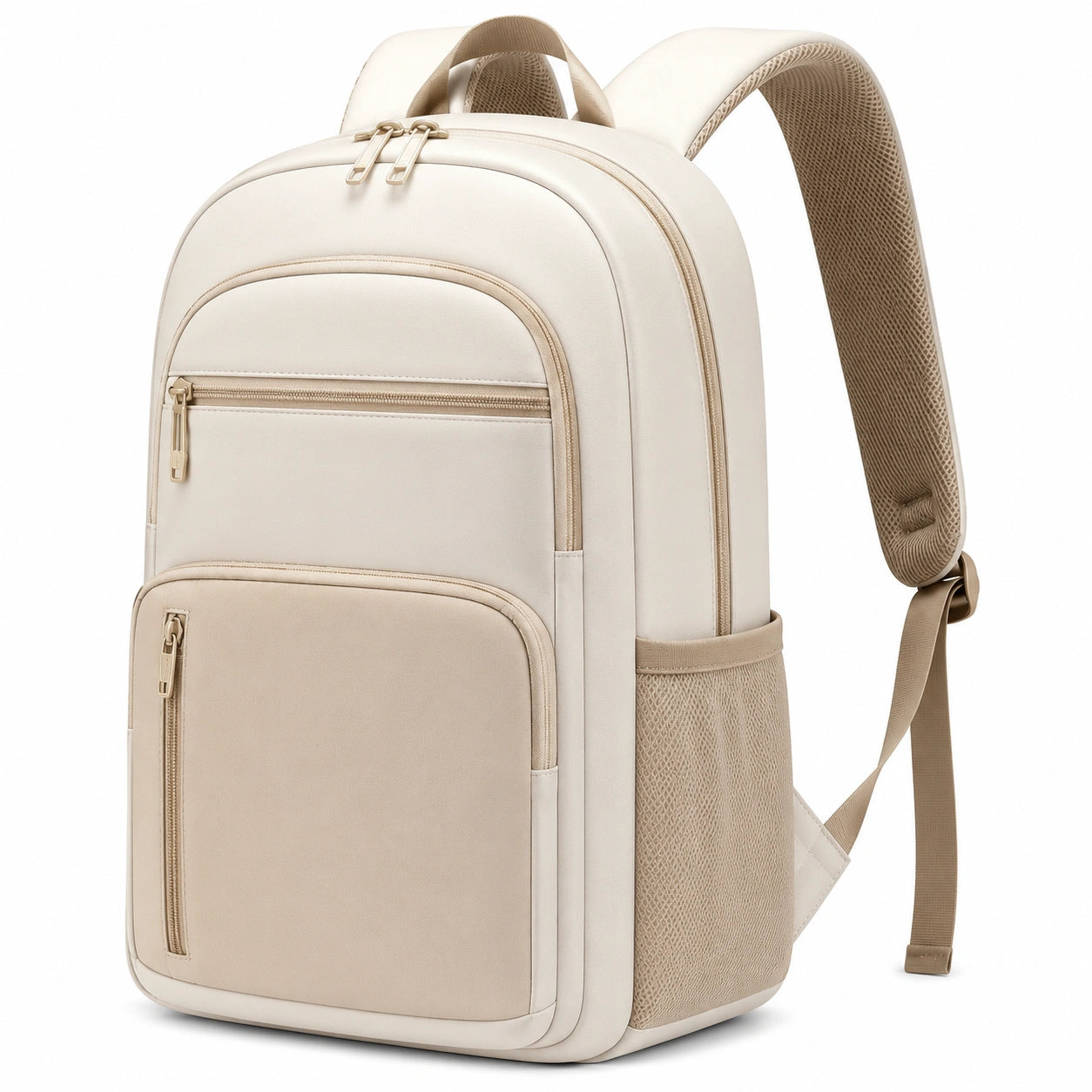 Rucksack 30 x 16 x 43 cm aus Textil in Creme mit Rei?verschlusstaschen
