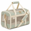 Haustier Transporttasche 45 x 28 x 28 cm aus Kunstleder in Salbeigr¨¹n mit Netzfenstern und Tragegurt