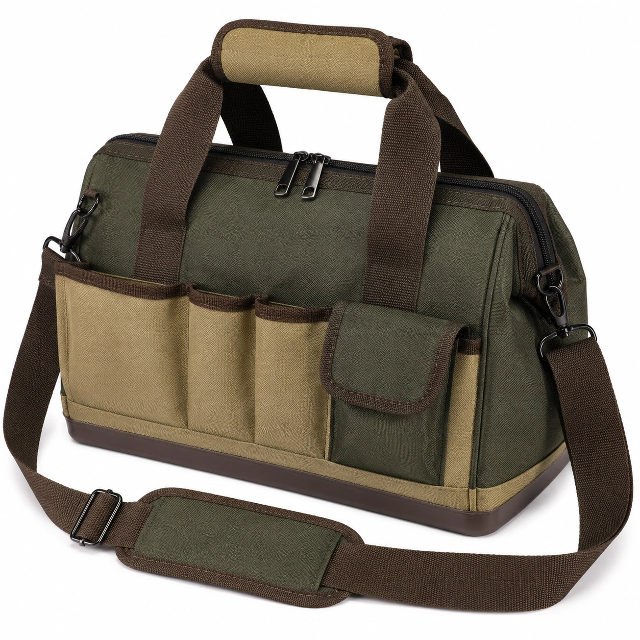 Werkzeugtasche 40 x 18 x 28 cm aus Textilgewebe in Olivgr¨¹n Beige mit Schultergurt