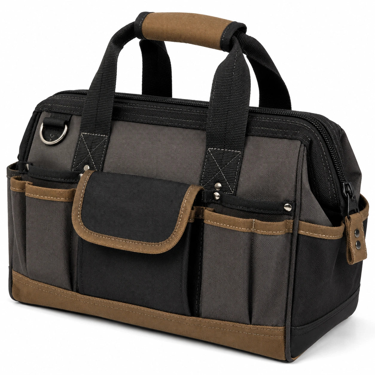 Werkzeugtasche 40 x 18 x 28 cm aus Gewebe Schwarz Braun mit Rei?verschluss f¨¹r Handwerk